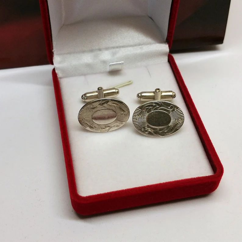 Manschettenknöpfe Cufflinks edel Silber 925 nostalgisches Dekor Vintage MS126 – Bild 2