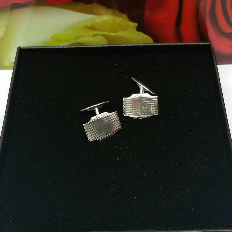 Manschettenknöpfe Silber 835 Cufflink Design edel Vintage MS215 – Bild 3