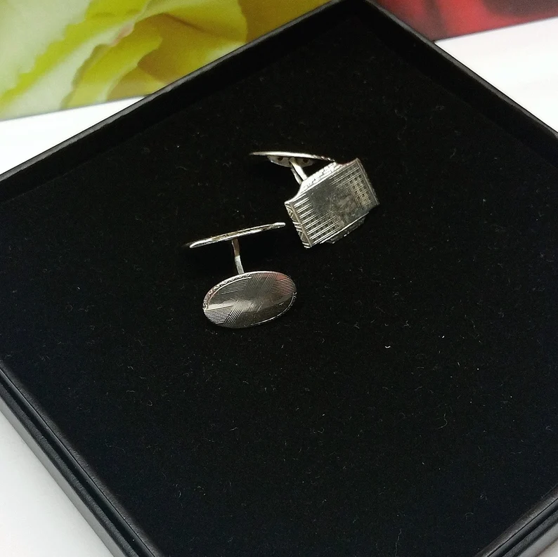Manschettenknöpfe Silber 835 Cufflink Design edel Vintage MS215 – Bild 2