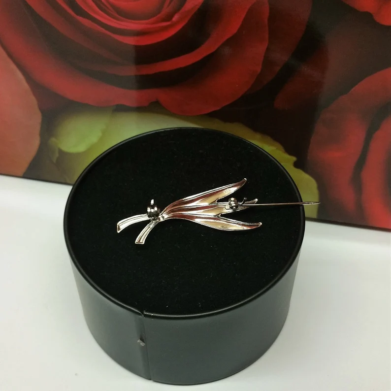 Brosche Anstecknadel Design edel Silber 835 Vintage Shabby selten rar SB186 – Bild 4