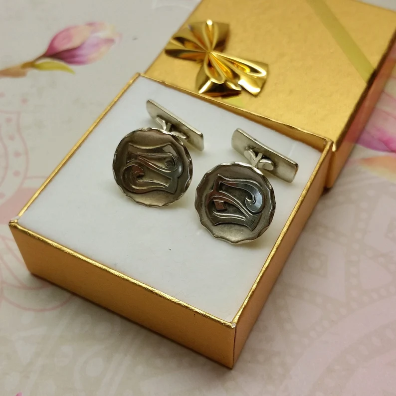 Manschettenknöpfe Cufflinks Silber 925 Initialen Symbolen Vintage MS187