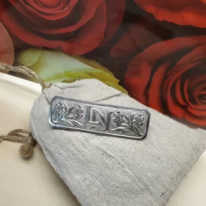 Nostalgische Brosche Silber 835 floral Art Deco Unikat Shabby Vintage Unikat Initialen "LN" SB117