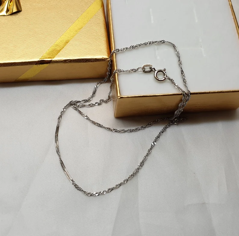 41 cm / 0,8 mm Kette Gliederkette Silberkette Silber 925 Halskette Design gedreht Silber Vintage elegant SK106 – Bild 2