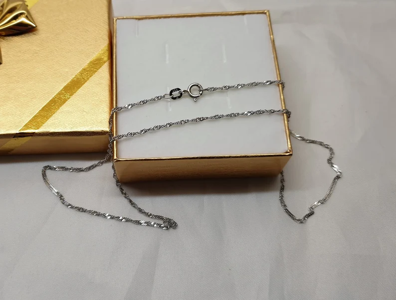 41 cm / 0,8 mm Kette Gliederkette Silberkette Silber 925 Halskette Design gedreht Silber Vintage elegant SK106