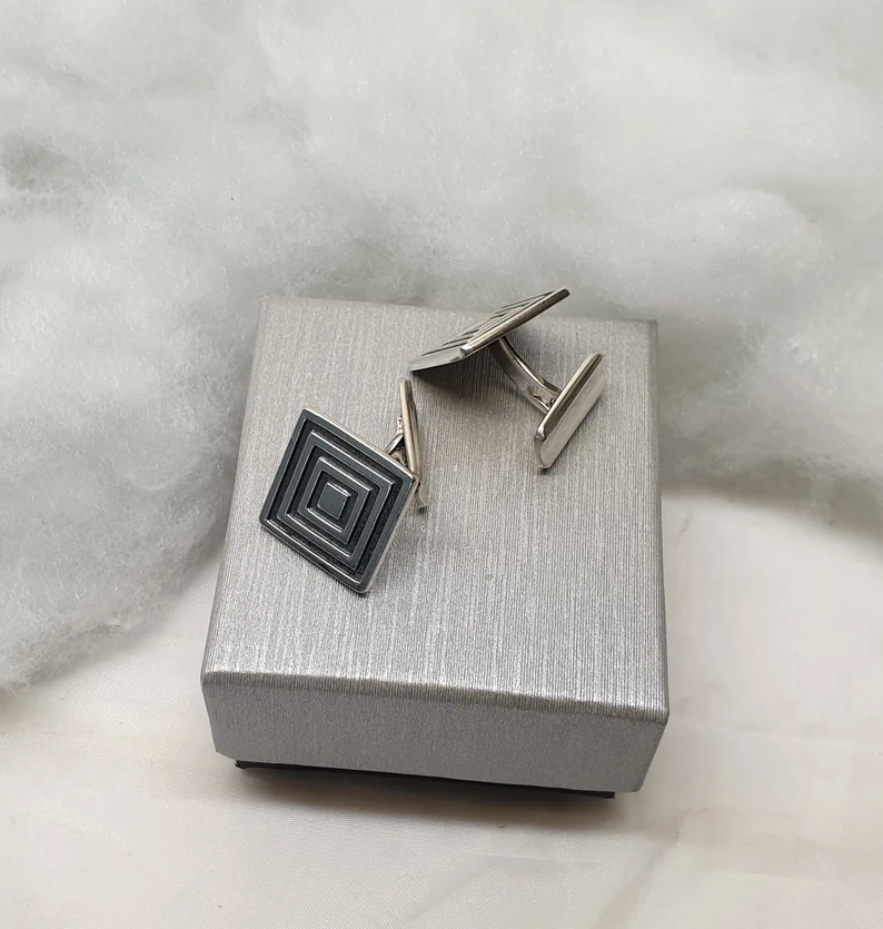 Art Deco Design Manschettenknöpfe Cufflinks Silber 835 edel rar MS221 – Bild 3