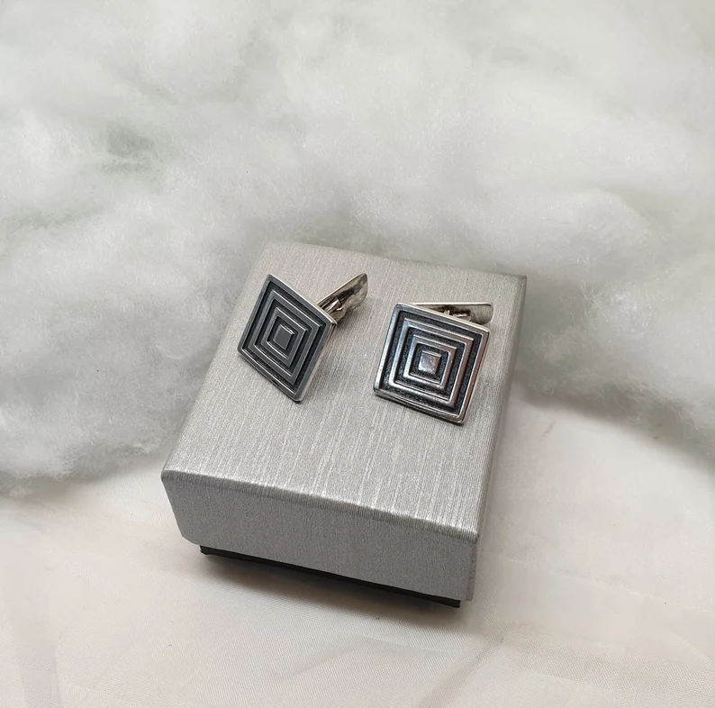 Art Deco Design Manschettenknöpfe Cufflinks Silber 835 edel rar MS221 – Bild 2