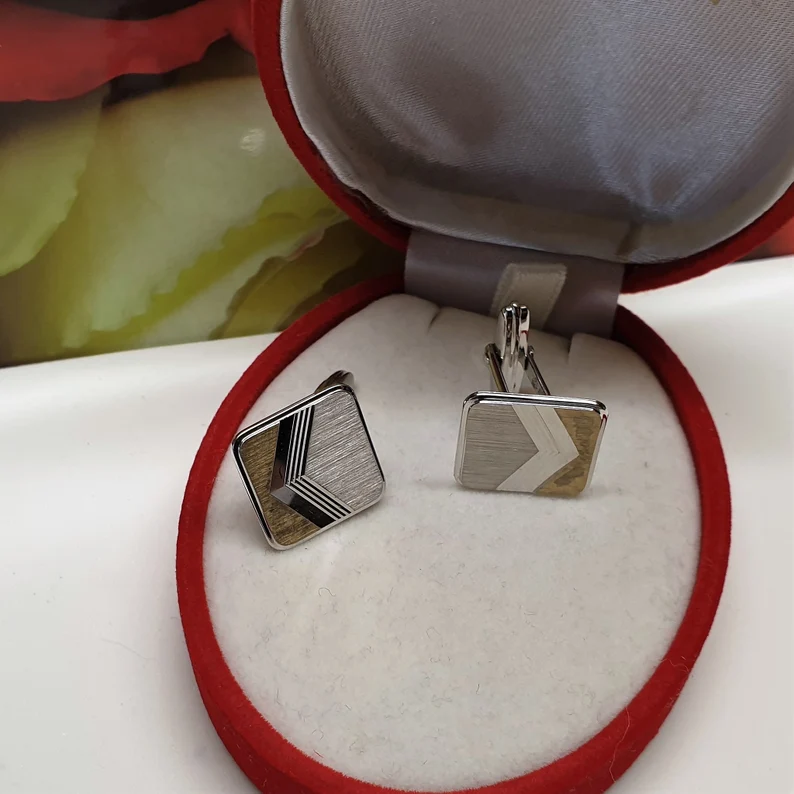 Manschettenknöpfe Cufflinks edel Silber 835 teilvergoldet Vintage MS168 – Bild 2