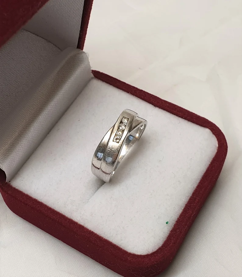 18,2 mm Ring Silberring Silber 925 Kristalle klar elegant Vintage SR1237 – Bild 4