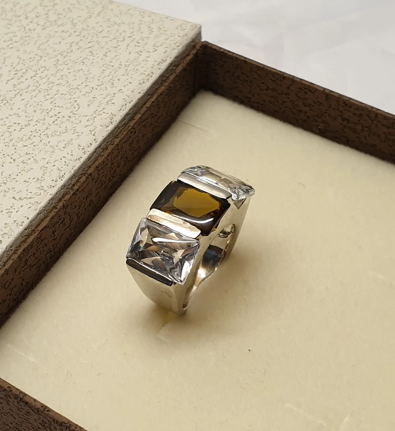 18 mm Ring Silberring Silber 925 Kristalle braun & klar massiv elegant SR1258 – Bild 4