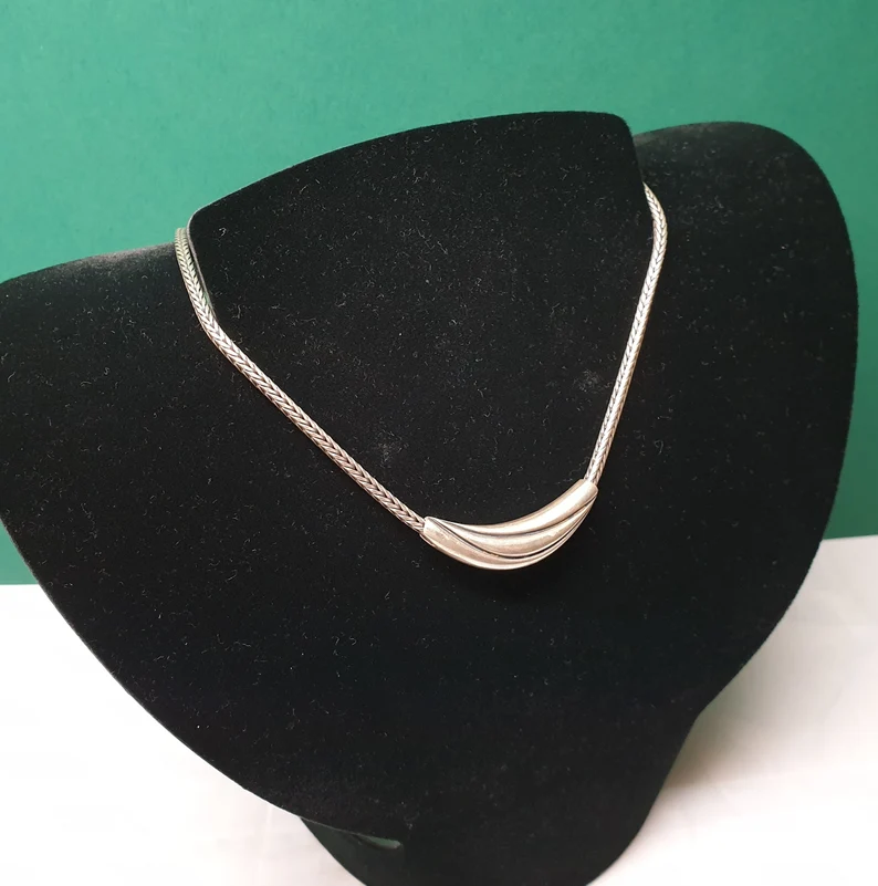 41,5 cm Nostalgische Kette Halskette Schlangenkette Silber Anhängerelement Vintage elegant SK1461 – Bild 4