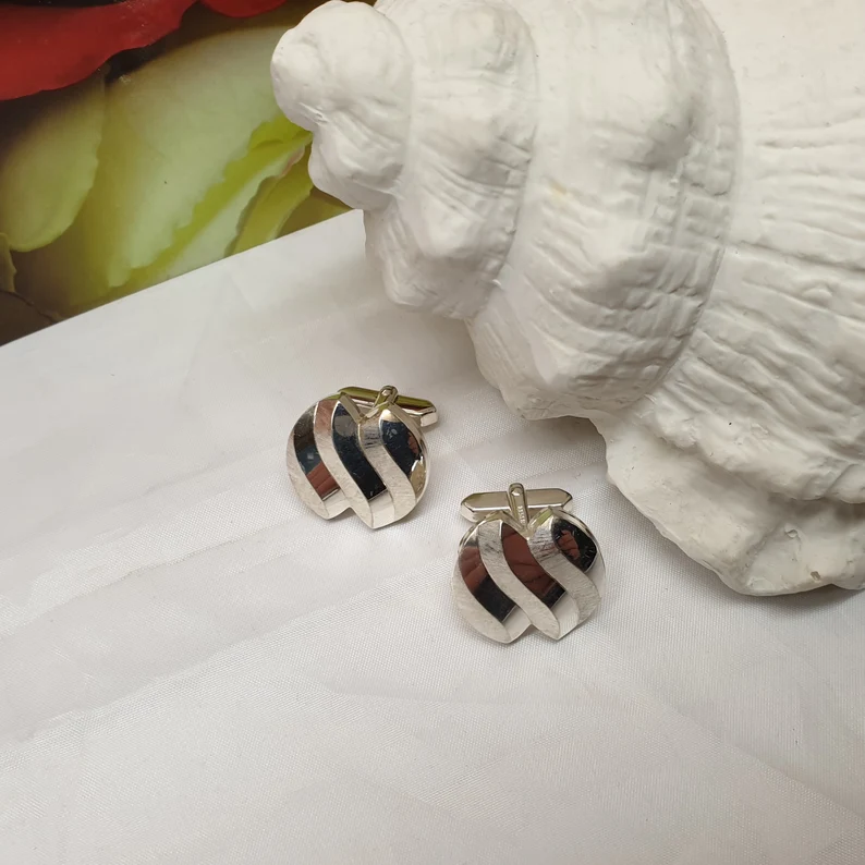 Designer Manschettenknöpfe Cufflinks Silber 835 Vintage edel matt glänzend MS257 – Bild 3