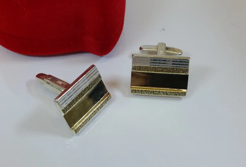 Manschettenknöpfe Cufflinks Silber 835 teilvergoldet elegant MS163