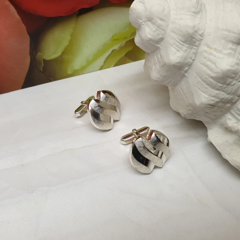 Designer Manschettenknöpfe Cufflinks Silber 835 Vintage edel matt glänzend MS257 – Bild 2