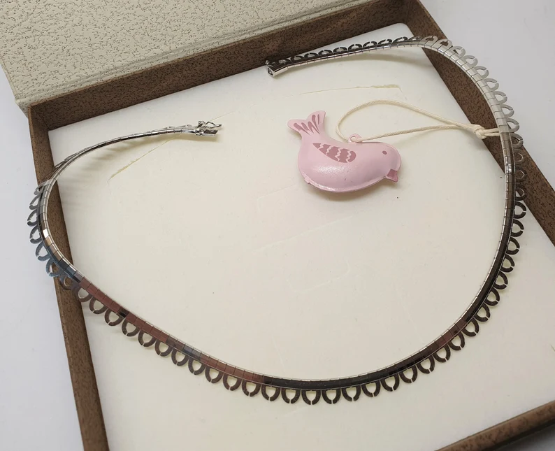 43 cm Kette Halskette Gliederkette Silberkette Plättchen Silber 835 Vintage elegant SK1548 – Bild 3