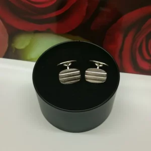 Manschettenknöpfe Cufflinks Silber 835 Streifen-Design Vintage edel MS216