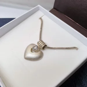 Anhänger Silberanhänger Herz Silber 925 matt Kristall klar Vintage elegant SKA1578