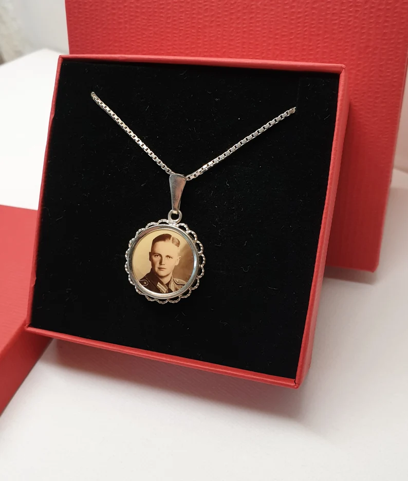 Antiker silberner Anhänger Shabby Vintage Handarbeit selten rar mit Foto SKA1685 – Bild 4