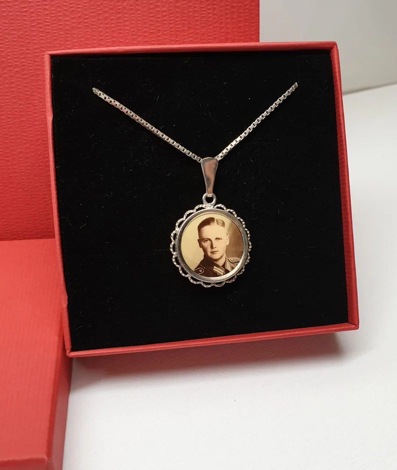 Antiker silberner Anhänger Shabby Vintage Handarbeit selten rar mit Foto SKA1685 – Bild 3