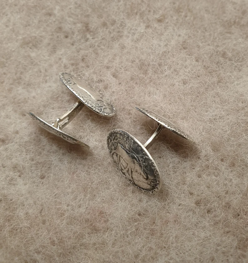 Nostalgische Manschettenknöpfe Cufflinks Elche Silber 830 Silberschmiede Kunst selten rar MS265 – Bild 2