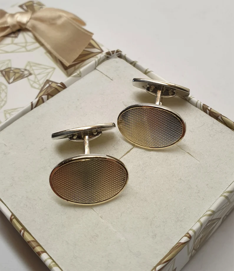 Manschettenknöpfe Cufflinks Silber 835 teilvergoldet Vintage edel Design MS271 – Bild 4
