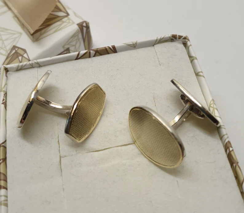 Manschettenknöpfe Cufflinks Silber 835 teilvergoldet Vintage edel Design MS271 – Bild 3