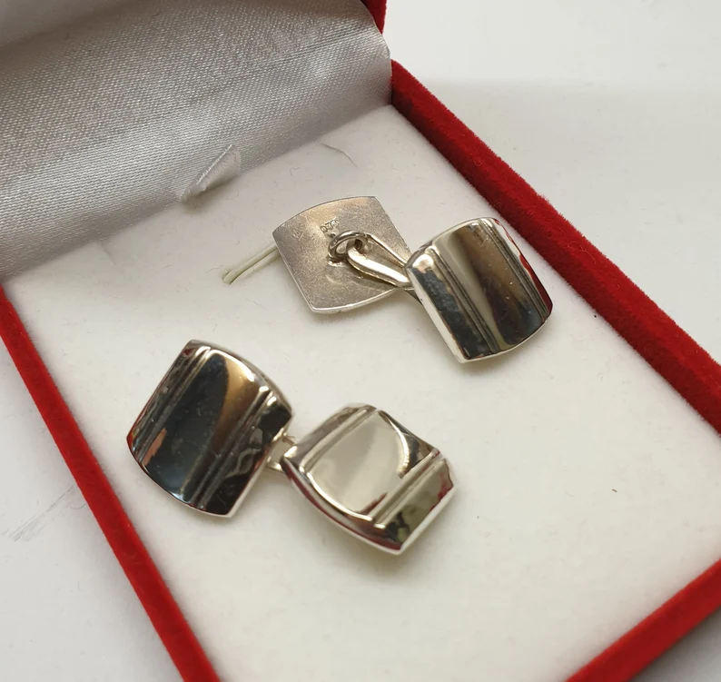 Manschettenknöpfe Cufflinks Silber 835 teils gehämmertes Dekor nostalgisch Vintage MS266 – Bild 4