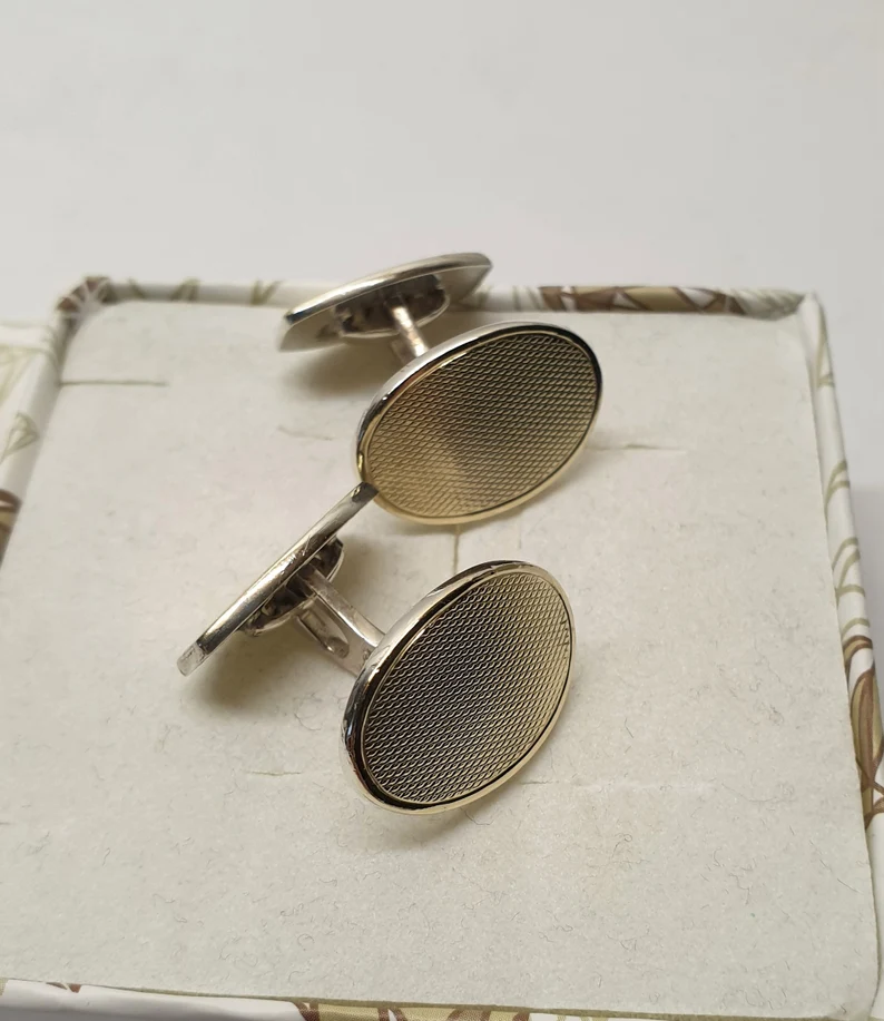 Manschettenknöpfe Cufflinks Silber 835 teilvergoldet Vintage edel Design MS271 – Bild 2
