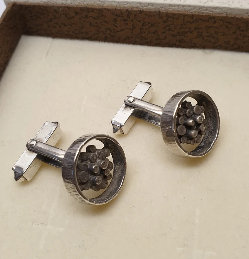 Manschettenknöpfe Cufflinks Silber 800 Design skandinavisch Vintage elegant MS140