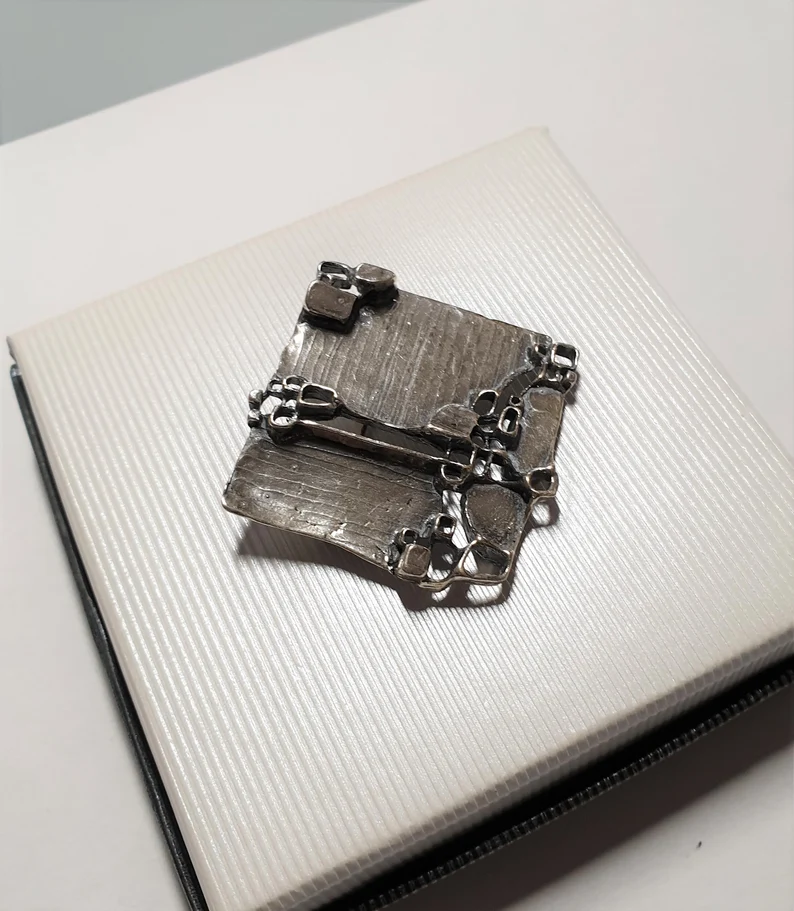 Designer Vintage Brosche Anstecknadel Silber 925 Vintage extravagant selten rar SB196 – Bild 4