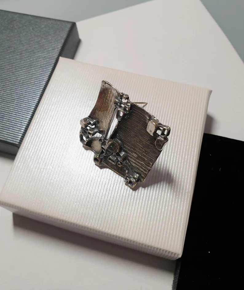 Designer Vintage Brosche Anstecknadel Silber 925 Vintage extravagant selten rar SB196 – Bild 3