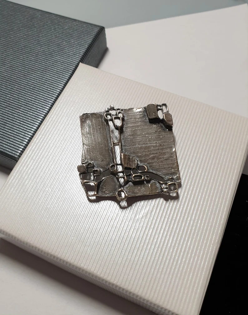 Designer Vintage Brosche Anstecknadel Silber 925 Vintage extravagant selten rar SB196 – Bild 2