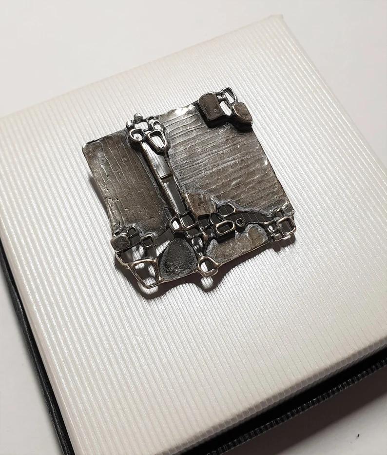 Designer Vintage Brosche Anstecknadel Silber 925 Vintage extravagant selten rar SB196