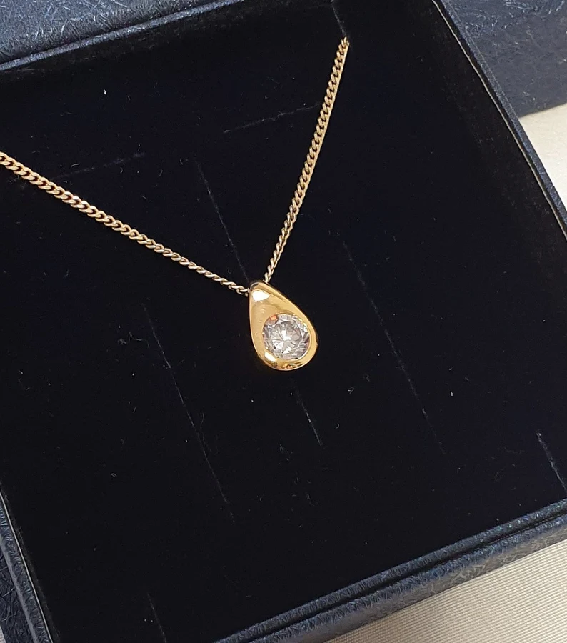 Eleganter Silberanhänger Anhänger Silber 925 vergoldet Kristall klar Vintage SKA1395 – Bild 3