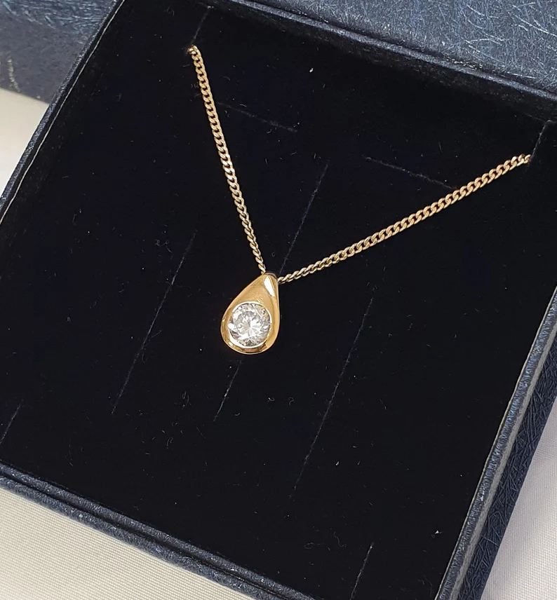 Eleganter Silberanhänger Anhänger Silber 925 vergoldet Kristall klar Vintage SKA1395 – Bild 4