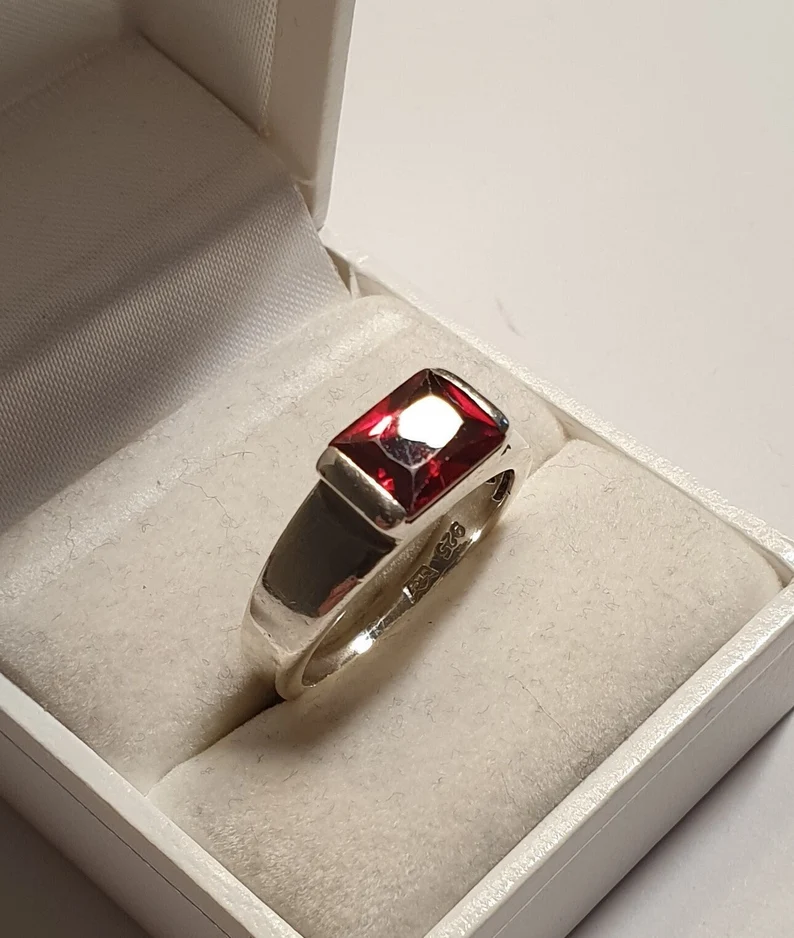 19,2 mm Ring Silberring Silber 925 Kristall rot Vintage elegant SR1329 – Bild 4