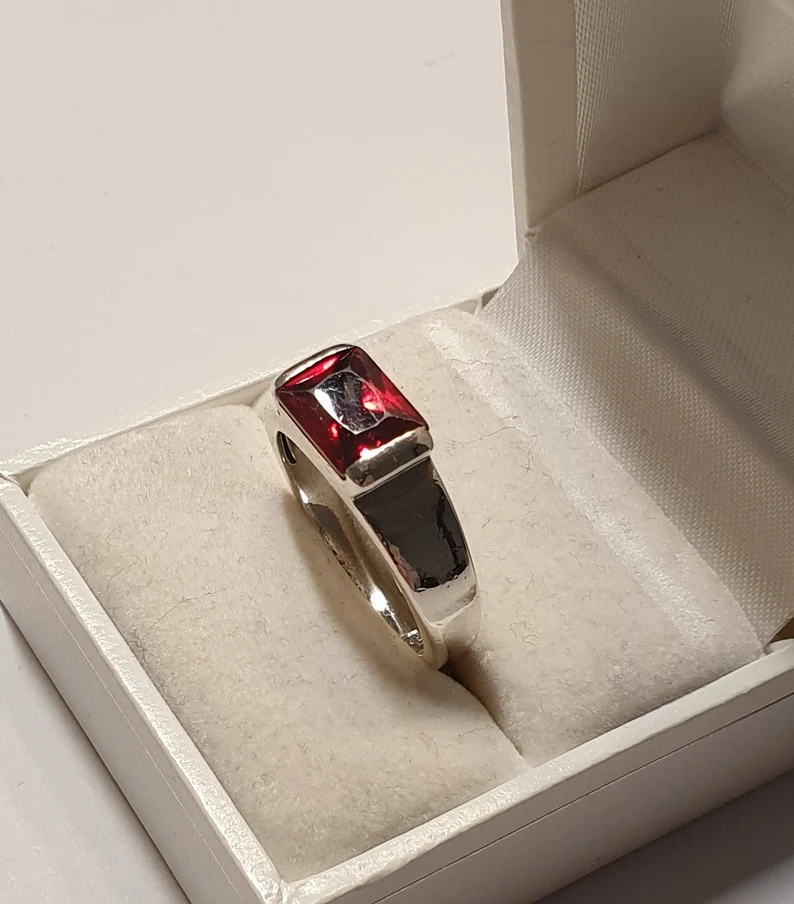 19,2 mm Ring Silberring Silber 925 Kristall rot Vintage elegant SR1329 – Bild 2