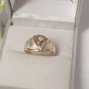 16,9 mm Silberring Ring Silber 925 matt glänzend teilvergoldet Kristall klar Vintage Design elegant SR1298