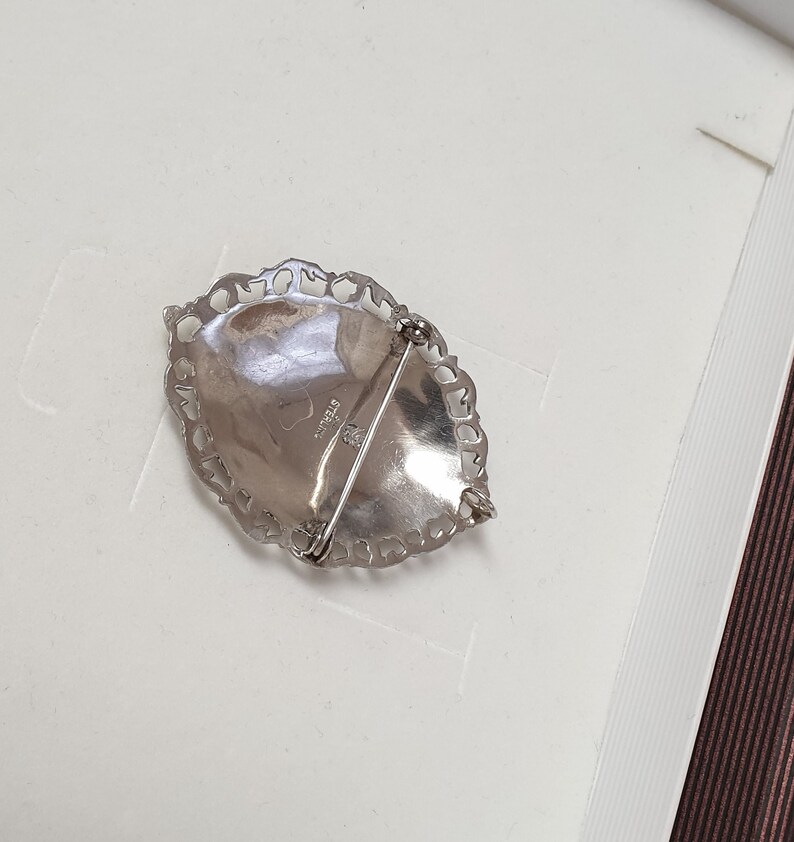 Vintage Brosche Anstecknadel Siam Sterling Tempeltänzerin Silber 925 Niello Emaille schwarz SB106 – Bild 3