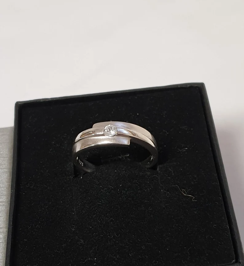 19,2 mm Ring Silberring Silber 925 matt glänzend Kristallstein klar Vintage elegant SR1274 – Bild 2