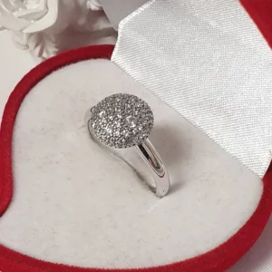 19,1 mm Silberring Ring Ringkopf rund Silber 925 Kristalle klar edel Glitzer SR1297