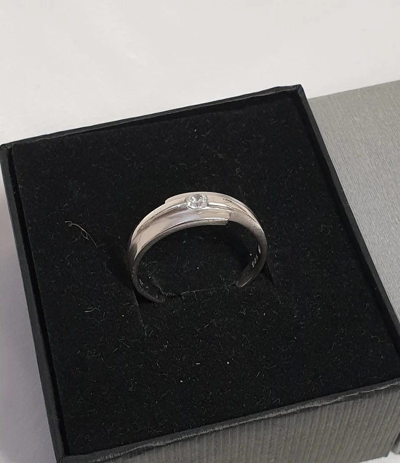 19,2 mm Ring Silberring Silber 925 matt glänzend Kristallstein klar Vintage elegant SR1274