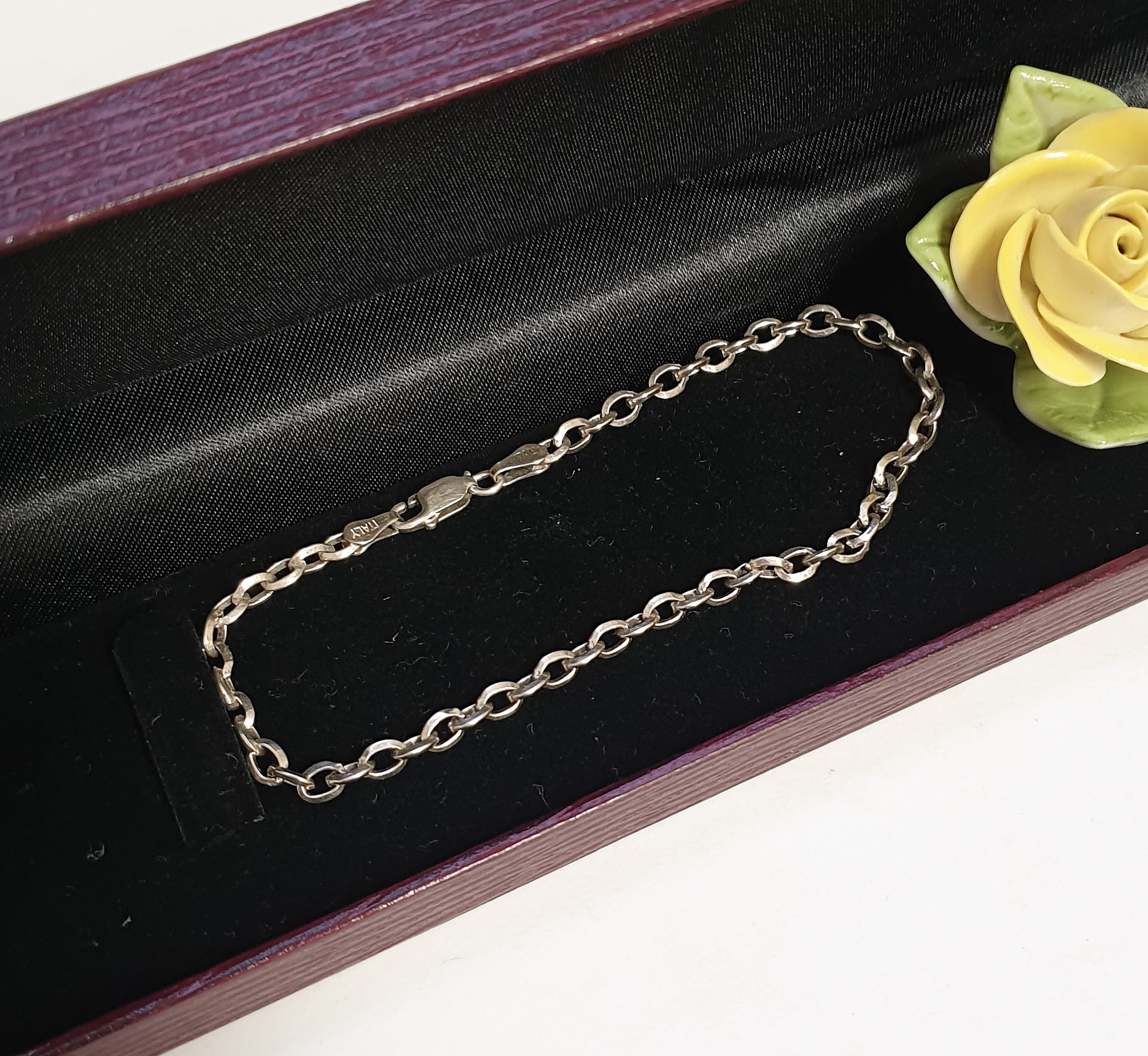 20 cm Armband Ankerkettenarmband Silberarmband Silber 925 Vintage Italy elegant SA189