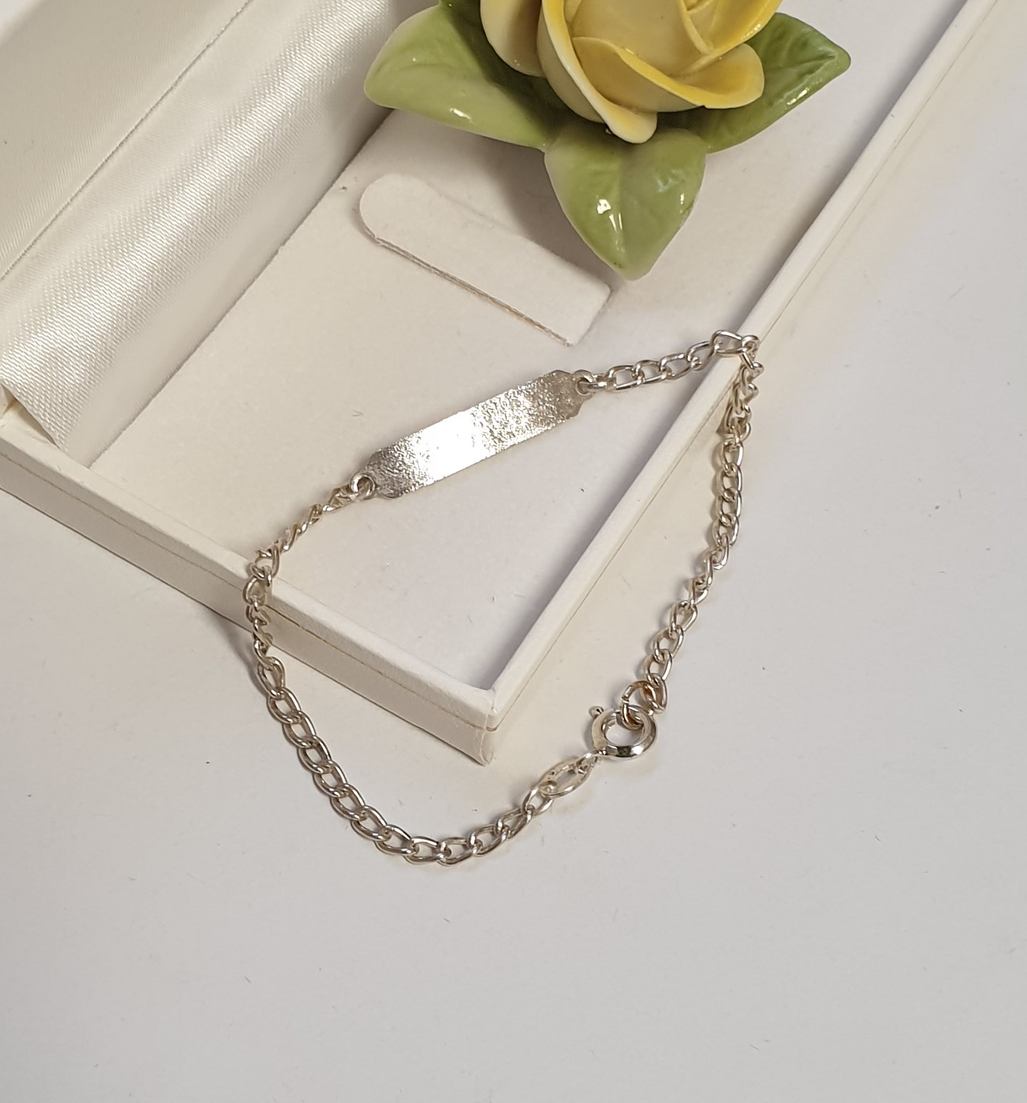 16,5 cm Armband Silber 835 Silberarmband mit Gravurplatte Vintage elegant SA172 – Bild 3