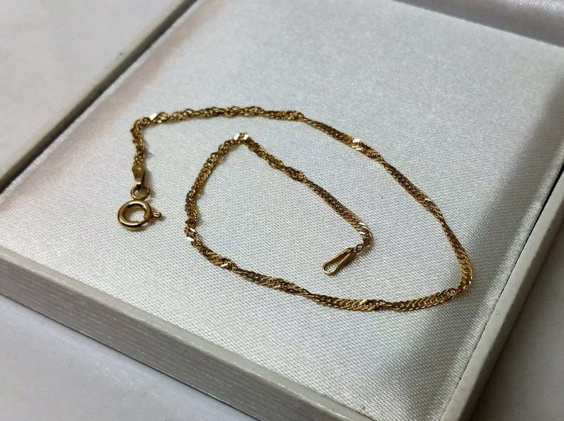 21 cm Armband zierlich 925 Silber vergoldet edel Vintage gedrehtes Design SA289 – Bild 4