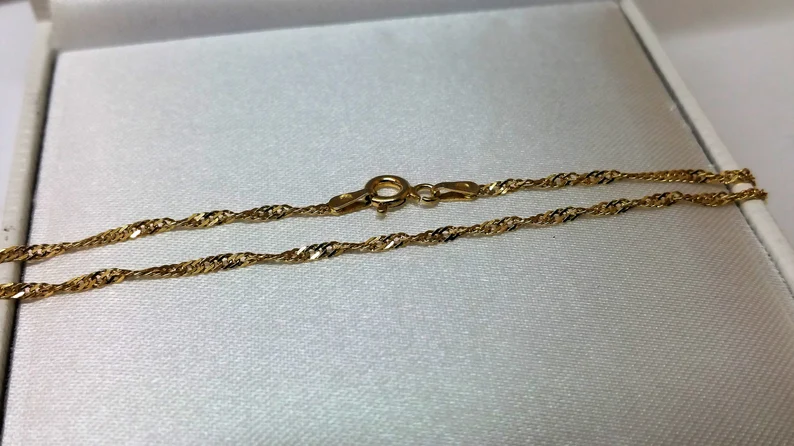 21 cm Armband zierlich 925 Silber vergoldet edel Vintage gedrehtes Design SA289 – Bild 3