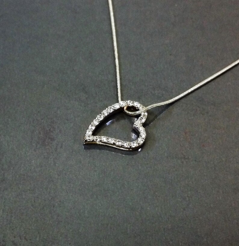 Anhänger Silberanhänger ohne Kette Herz Silber 925 Kristalle klar Vintage elegant SKA982 – Bild 3
