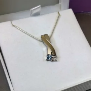 Design Anhänger Silberanhänger Silber 925 matt/glänzend Kristall blau & klar edel Vintage SKA795