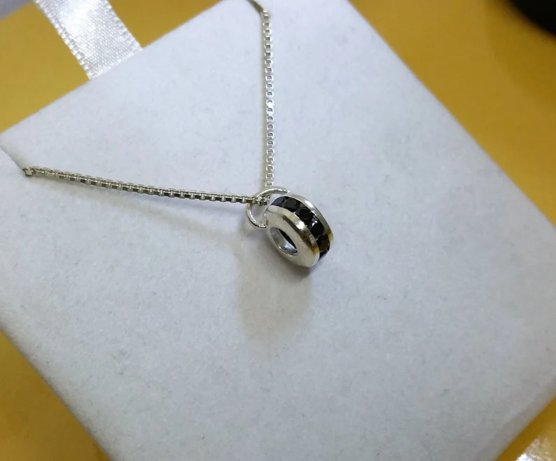 Anhänger Silberanhänger Beads Charms ohne Kette Silber 925 rund Kristalle dunkelblau Vintage elegant SKA1007 – Bild 3