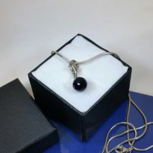 Anhänger Silberanhänger Charms Silber 925 Kristallstein Kugel blau Facettenschliff Vintage SKA935