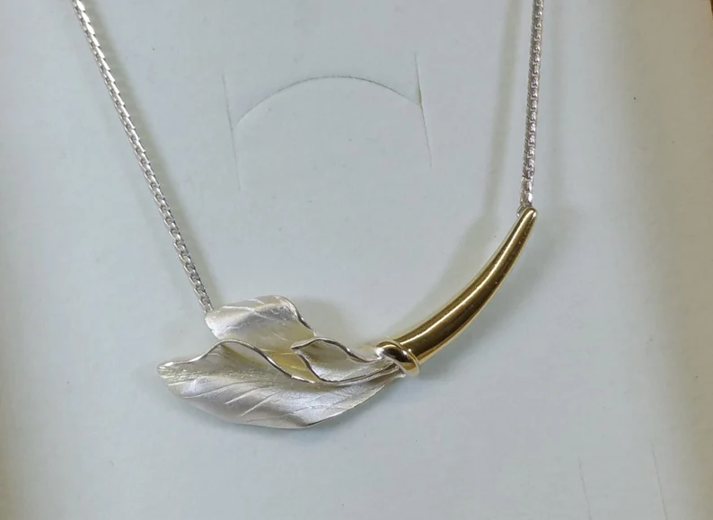 41 cm Designer Collier Kette Halskette Silber 925 teilvergoldet edel Vintage Rarität SK941 – Bild 4